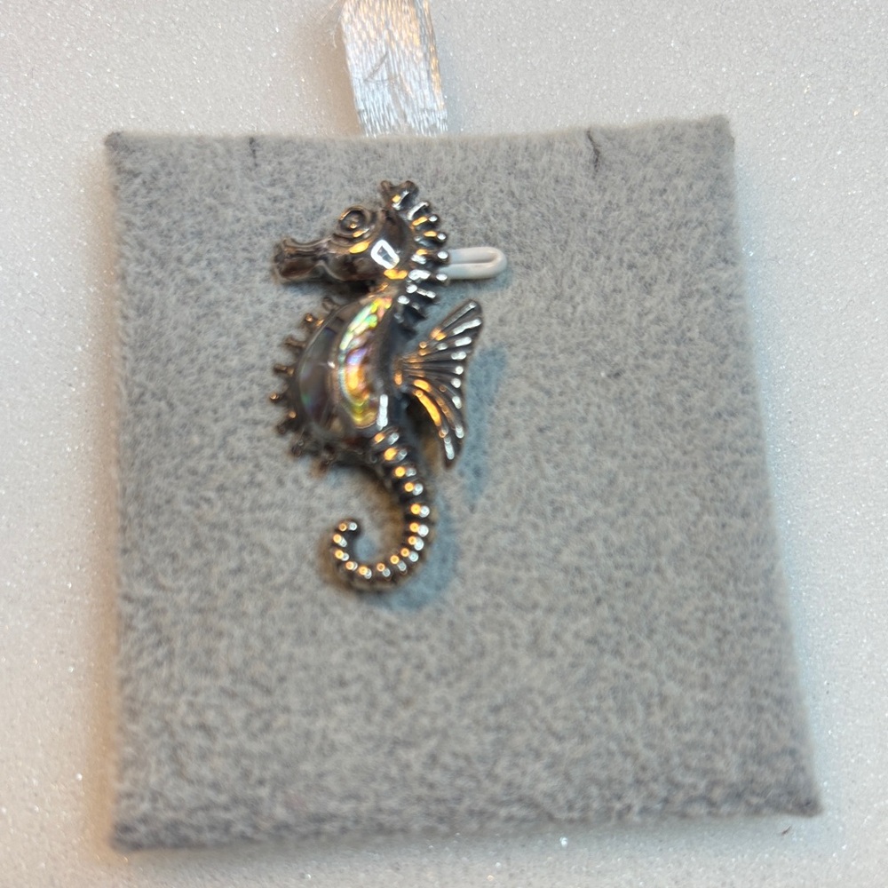 Abalone and Sterling seahorse pendant
